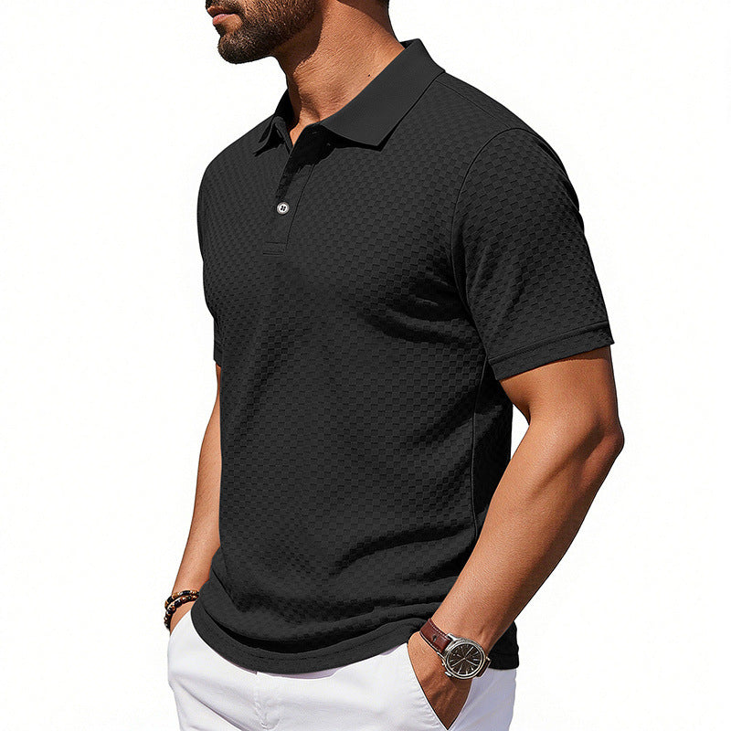 2026 Men's Checkered Polo Shirt Breathable Casual Collar T-shirt