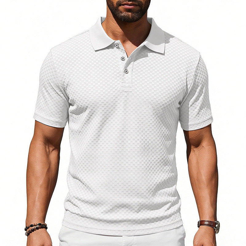 2026 Men's Checkered Polo Shirt Breathable Casual Collar T-shirt